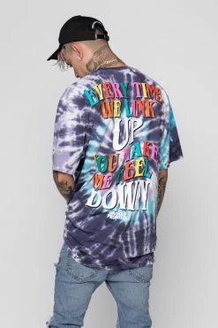 BROKEN PROMISES Up's And Down's Tie Dye Tee Purple 26 BROKEN PROMISES Up's And Down's Tie Dye Tee Purple