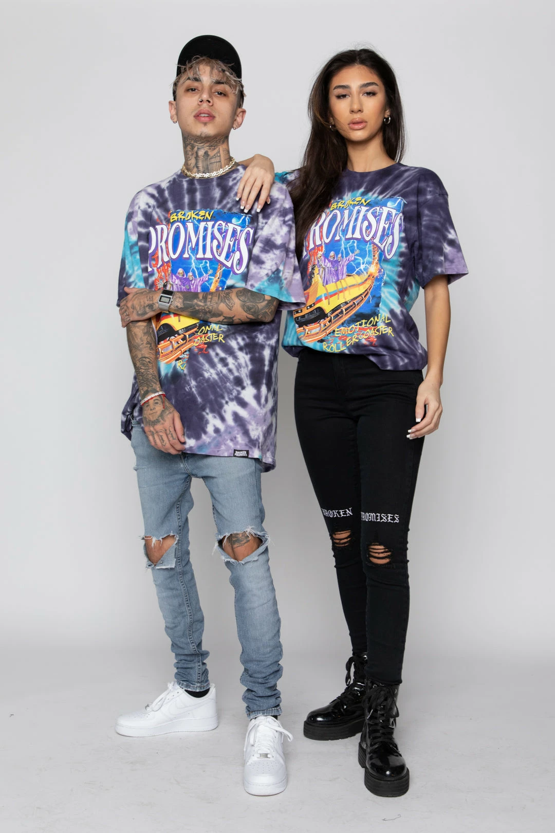 BROKEN PROMISES Up's And Down's Tie Dye Tee Purple 14 BROKEN PROMISES Up's And Down's Tie Dye Tee Purple