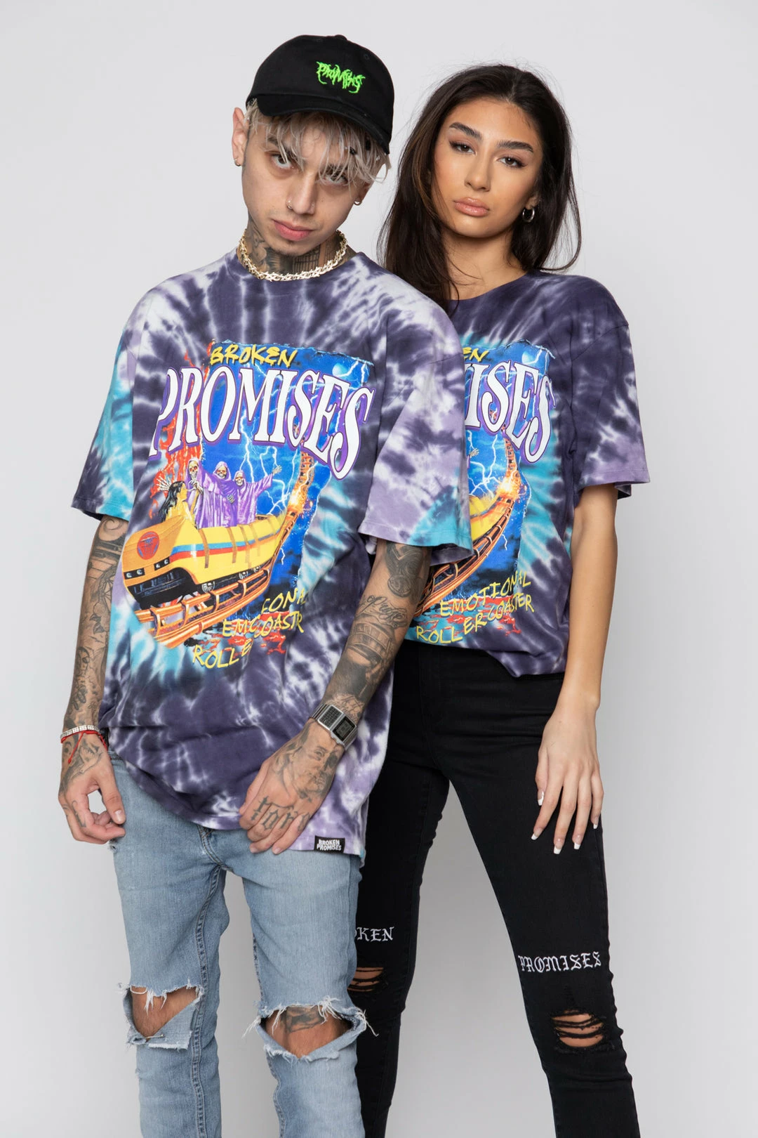BROKEN PROMISES Up's And Down's Tie Dye Tee Purple 15 BROKEN PROMISES Up's And Down's Tie Dye Tee Purple