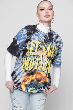 CASH Shirts Let's Get Emotional Tie Dye Tee Blue