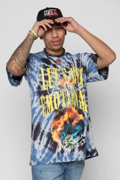 CASH Shirts Let's Get Emotional Tie Dye Tee Blue