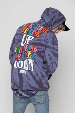 CASH Hoodies Up Down Tie Dye Hoodie Wash Blue
