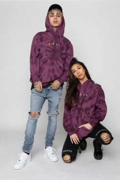 BROKEN PROMISES Hoodies Emotional Spiral Dye Hoodie Wash Purple