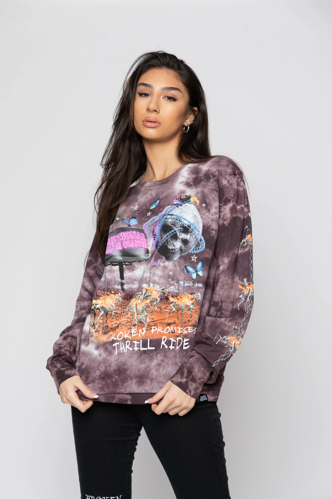 BROKEN PROMISES Shirts Thrill Ride Tie Dye Long Sleeve Purple 10 BROKEN PROMISES Shirts Thrill Ride Tie Dye Long Sleeve Purple
