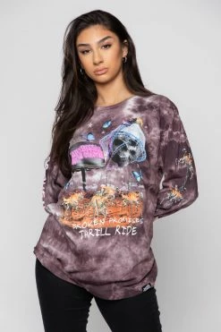 BROKEN PROMISES Shirts Thrill Ride Tie Dye Long Sleeve Purple 21 BROKEN PROMISES Shirts Thrill Ride Tie Dye Long Sleeve Purple