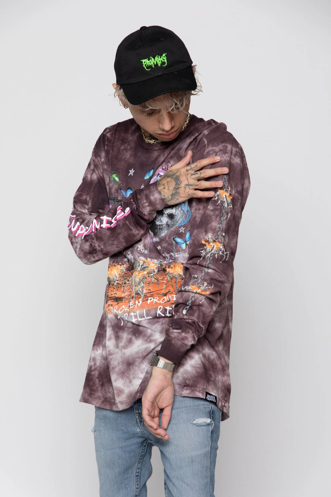 BROKEN PROMISES Shirts Thrill Ride Tie Dye Long Sleeve Purple 8 BROKEN PROMISES Shirts Thrill Ride Tie Dye Long Sleeve Purple