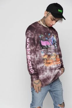 BROKEN PROMISES Shirts Thrill Ride Tie Dye Long Sleeve Purple 16 BROKEN PROMISES Shirts Thrill Ride Tie Dye Long Sleeve Purple