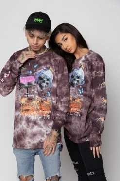 BROKEN PROMISES Shirts Thrill Ride Tie Dye Long Sleeve Purple
