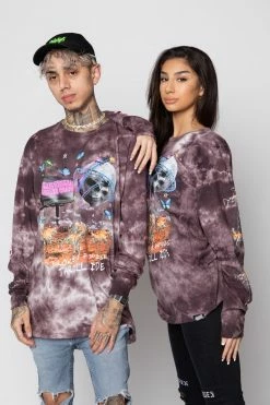 BROKEN PROMISES Shirts Thrill Ride Tie Dye Long Sleeve Purple 17 BROKEN PROMISES Shirts Thrill Ride Tie Dye Long Sleeve Purple