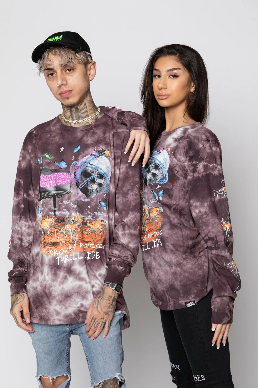 BROKEN PROMISES Shirts Thrill Ride Tie Dye Long Sleeve Purple 7 BROKEN PROMISES Shirts Thrill Ride Tie Dye Long Sleeve Purple