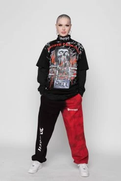 BROKEN PROMISES Split Dye Sweatpant Red/Black Bottoms