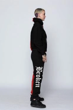 BROKEN PROMISES Split Dye Sweatpant Red/Black Bottoms