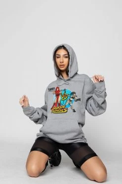 BROKEN PROMISES Hoodies BP Love Vs Lust Hoodie Grey