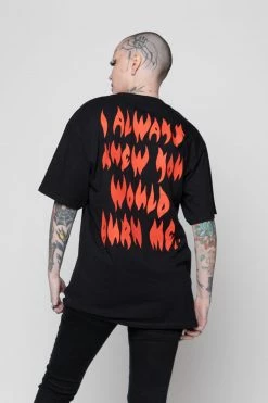 BROKEN PROMISES Burn Me SST Black - BP X Hot Stuff Shirts
