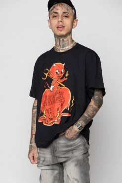 BROKEN PROMISES Burn Me SST Black - BP X Hot Stuff Shirts