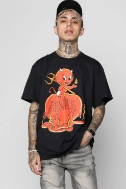 BROKEN PROMISES Burn Me SST Black - BP X Hot Stuff Shirts
