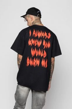 BROKEN PROMISES Burn Me SST Black - BP X Hot Stuff Shirts