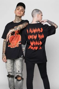 BROKEN PROMISES Burn Me SST Black - BP X Hot Stuff Shirts