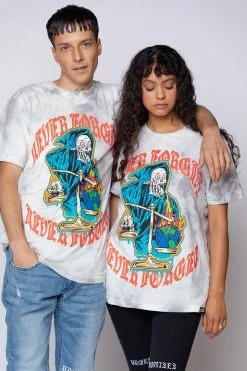 BROKEN PROMISES Never Forgive Grey Smoke Dye Tee