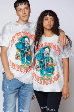 BROKEN PROMISES Never Forgive Grey Smoke Dye Tee