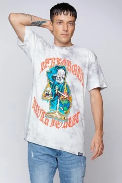 BROKEN PROMISES Never Forgive Grey Smoke Dye Tee