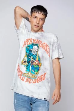 BROKEN PROMISES Never Forgive Grey Smoke Dye Tee