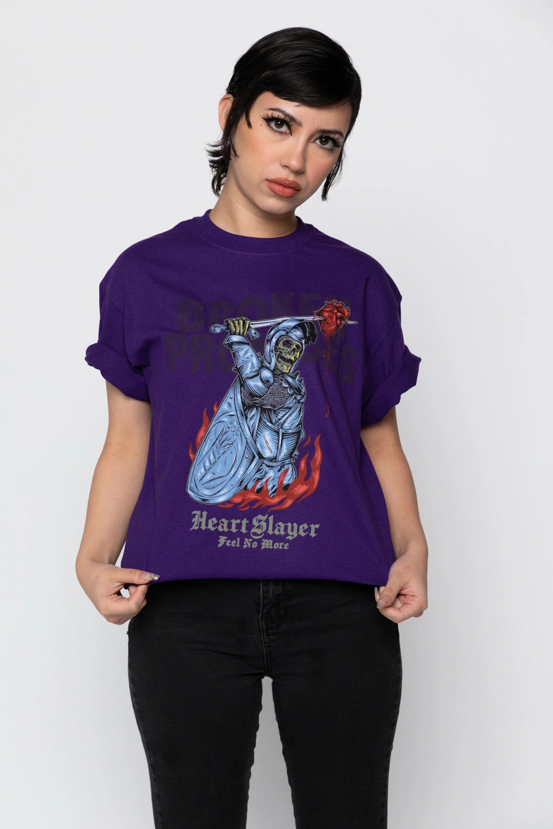 BROKEN PROMISES Shirts Heart Slayer Tee Purple 9 BROKEN PROMISES Shirts Heart Slayer Tee Purple