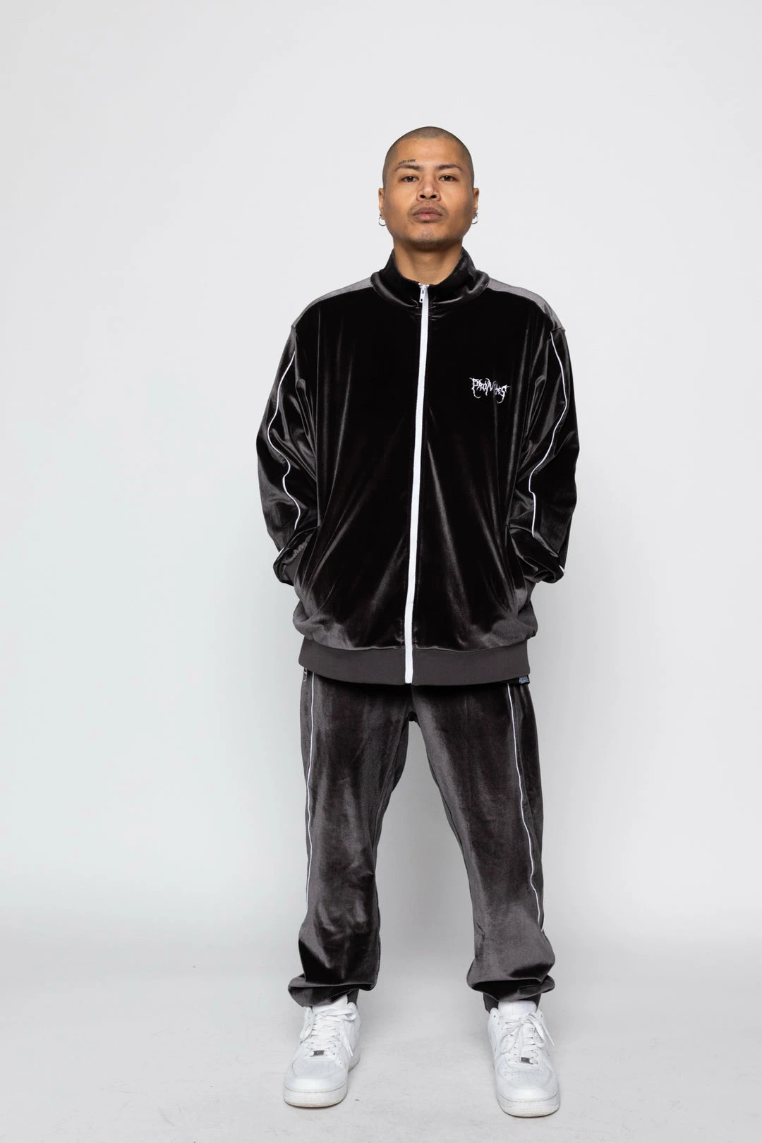 BROKEN PROMISES Sets Graveyard Velour Track Jacket - Charcoal 7 BROKEN PROMISES Sets Graveyard Velour Track Jacket - Charcoal