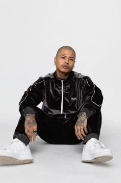 BROKEN PROMISES Sets Graveyard Velour Track Jacket - Charcoal 28 BROKEN PROMISES Sets Graveyard Velour Track Jacket - Charcoal