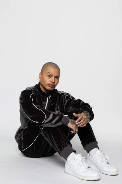 BROKEN PROMISES Sets Graveyard Velour Track Jacket - Charcoal 30 BROKEN PROMISES Sets Graveyard Velour Track Jacket - Charcoal