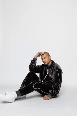 BROKEN PROMISES Graveyard Velour Track Pants - Charcoal Bottoms