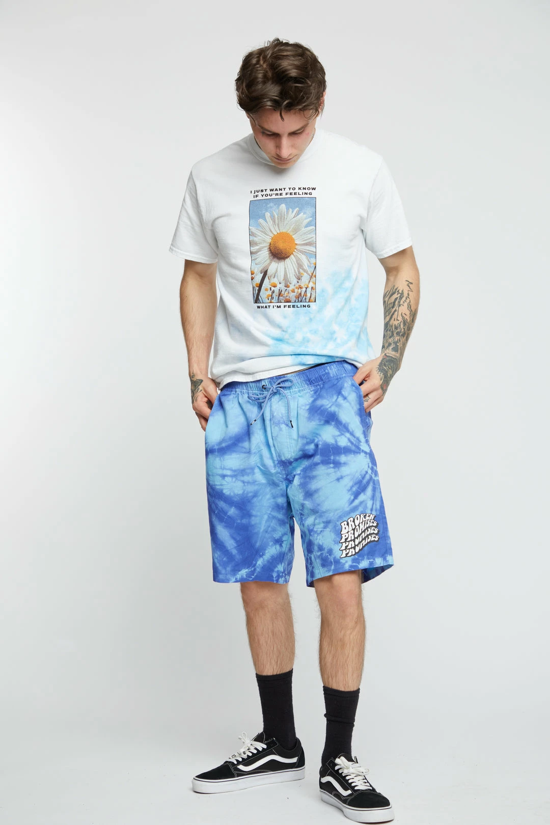 BROKEN PROMISES Bottoms Suspects Tie Dye Short Blue 3 BROKEN PROMISES Bottoms Suspects Tie Dye Short Blue