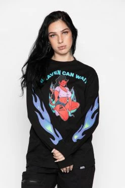 BROKEN PROMISES Heaven Can Wait L/S Black Shirts