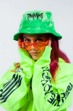 CASH Sale Graveyard Bucket Hat Spider Dye Lime