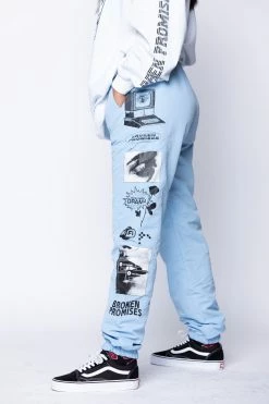 BROKEN PROMISES Social Media Drama Blue Jogger Bottoms