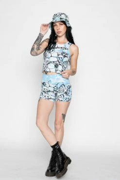 BROKEN PROMISES Bottoms Catacombs Biker Shorts Lt Blue