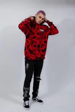 BROKEN PROMISES Hoodies Warned You Hood Tie Dye Red 16 BROKEN PROMISES Hoodies Warned You Hood Tie Dye Red