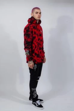BROKEN PROMISES Hoodies Warned You Hood Tie Dye Red 17 BROKEN PROMISES Hoodies Warned You Hood Tie Dye Red
