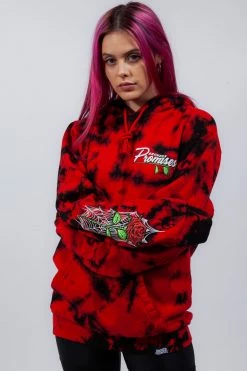 BROKEN PROMISES Hoodies Warned You Hood Tie Dye Red