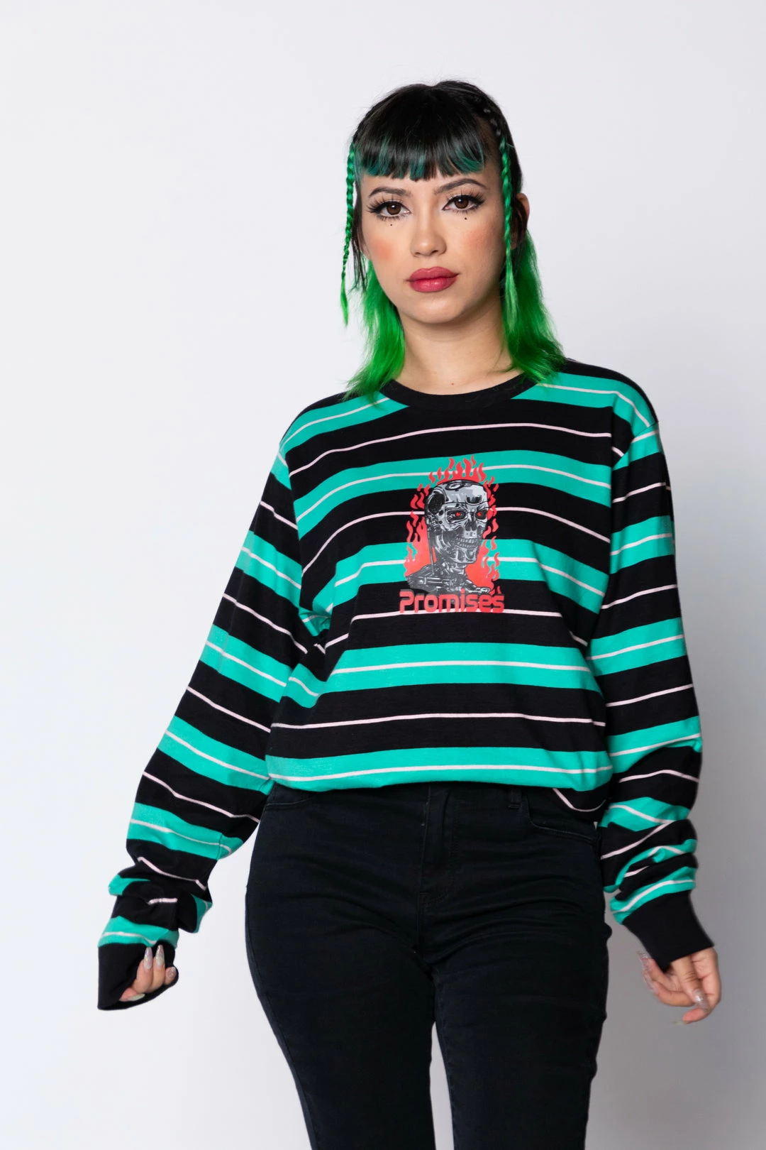BROKEN PROMISES Automated Stripe L/S Teal 7 BROKEN PROMISES Automated Stripe L/S Teal