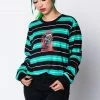 BROKEN PROMISES Automated Stripe L/S Teal