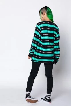 BROKEN PROMISES Automated Stripe L/S Teal 10 BROKEN PROMISES Automated Stripe L/S Teal