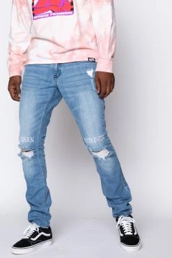 BROKEN PROMISES Stitch & Rip Denim - Medium Blue