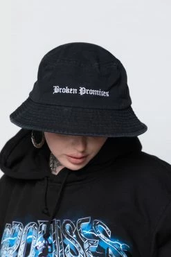 BROKEN PROMISES BP Slogan Bucket Black Headwear