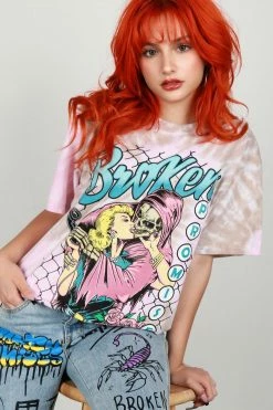 BROKEN PROMISES Shirts Hung Up Pink Tie Dye SST