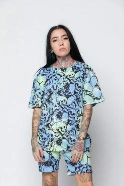 BROKEN PROMISES Catacombs Tee AOP Blue/Green Shirts