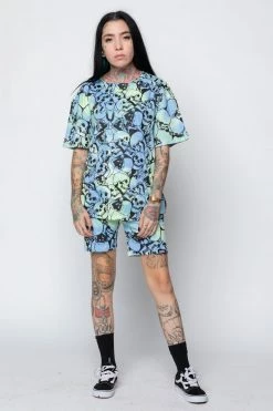 BROKEN PROMISES Catacombs Shorts AOP Blue/Green Bottoms