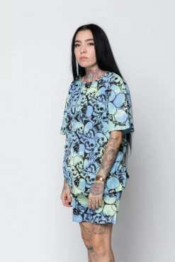 BROKEN PROMISES Catacombs Shorts AOP Blue/Green Bottoms