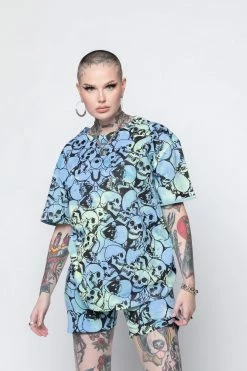 BROKEN PROMISES Catacombs Tee AOP Blue/Green Shirts