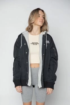 BROKEN PROMISES Wave Logo Layered Bomber Jacket